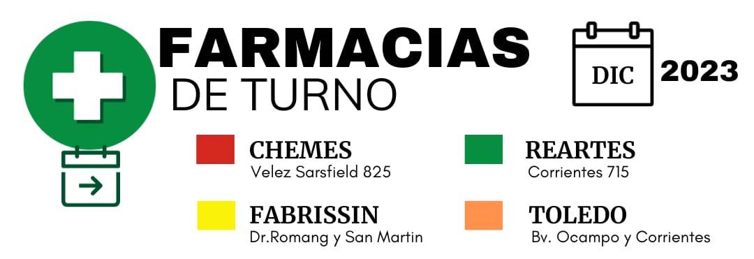 CRONOGRAMA FARMACIAS DE TURNO DE DICIEMBRE