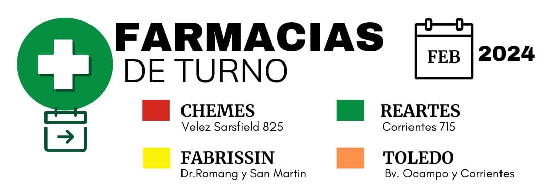 CRONOGRAMA TURNOS DE FARMACIAS FEBRERO