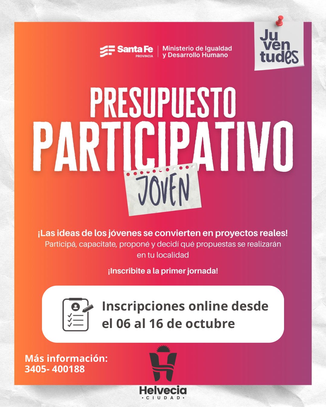 Presupuesto Participativo Joven, Inscríbete ahora!